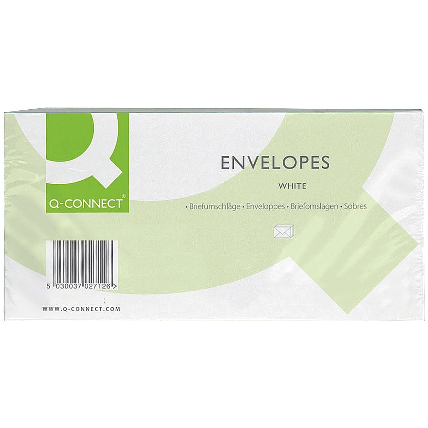 Q-Connect DL Envelope 100 gsm Window Peel and Seal - White, Pack of 500