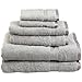 Superior Egyptian Cotton Towel Set, 6-Piece, Bathroom Essentials, Long Staple Combed Cotton, Absorbent, Fast Drying, Silver
