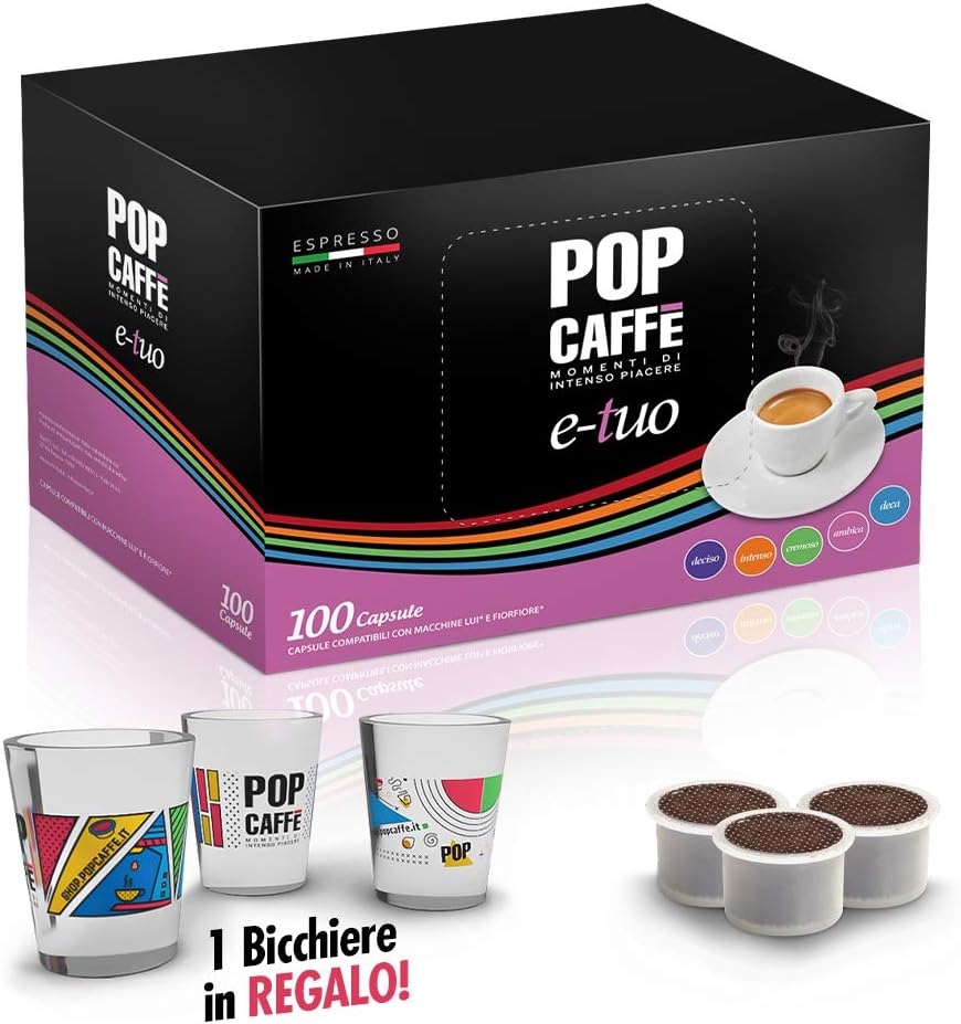 POP CAFFE | Capsule | LINEA E-TUO | Compatibilità : MARTELLO, MITACA MPS, LUI® | Aroma: CREMOSO | Pezzi: 50 | 2 PACCHI | TCBRT001 | POPBRT001