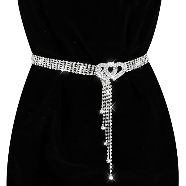 Andibro Rhinestone Waist Belt for Women, Crystal Waist Chain