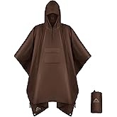 Coralrain Hooded Rain Poncho Lightweight Waterproof Unisex Raincoat Jacket with Pocket for Men Women Adult