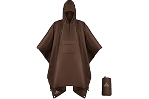 Coralrain Hooded Rain Poncho Lightweight Waterproof Unisex Raincoat Jacket with Pocket for Men Women Adult