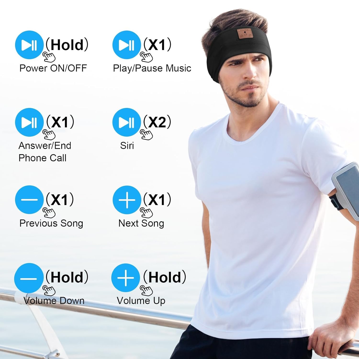 2-Pack Sleeping Headphones Wireless Bluetooth 5.4, Headband Headphones with Ultra-Thin Speakers, Bluetooth Headband for Side Sleepers, Running, Workout, Insomniac, Travel, Meditation（Black&Grey）
