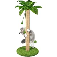 Dohump Cat Scratching Post, 31" Tall Scratch Tree with Premium Sisal Rope, Two Interactive Dangling Balls and Spring Ball Toy