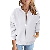 MEROKEETY Womens Long Sleeve Zip Up Sweatshirts Jackets Casual Loose Outwear with Pockets
