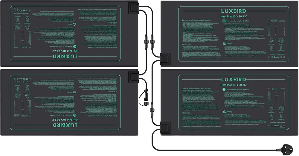Luxbird 4 Pack Seedling Heat Mats 10" x 20.75" Waterproof 21W