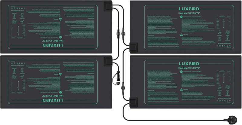 Luxbird 4 Pack Seedling Heat Mats 10" x 20.75" Waterproof 21W