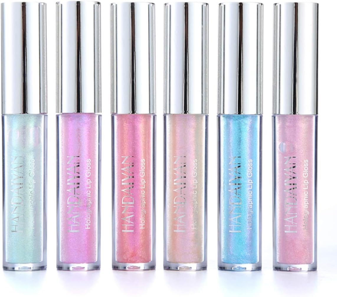 Chennie 6pcs/lot Holographic Lip Gloss Liquid Lipstick Mermaid Shimmer Polarized Lip Plumper