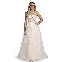 David's Bridal Off-the-Shoulder Tulle Corset A-Line Wedding Dress, Women's  Size 0, Soft White at Amazon Women's Clothing store