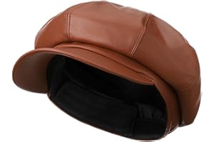 Floraltop Gatsby Newsboy Caps for Women 8 Panel PU Leather Apple Cap Vintage Beret Hat Gatsbie Hat for Women Gift