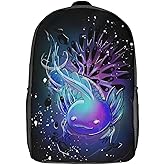 usmikeys Axolotl Backpack, Waterproof Bookbag for Boys Girls Back to School 17 Inch