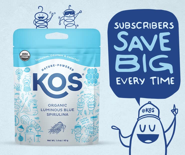 KOS USDA Organic Blue Spirulina Powder, Phycocyanin Vegan Algae