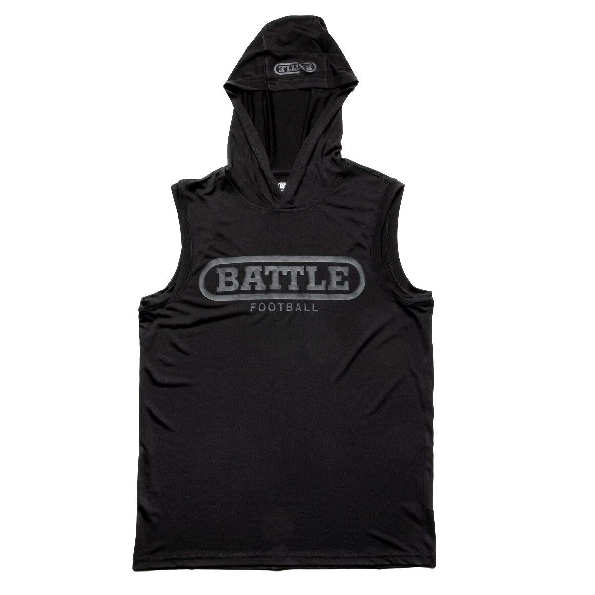 Battle Sports Black Sleeveless Light Action Football Hoodie Adult