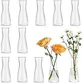 Glass Bud Vases for Centerpieces,Set of 12 Clear Small Vase Bulk,5.1" Modern Minimalist Mini Valentine Decorative Flower Vase for Wedding,Home Office Table Decor,Bridal Shower,Floral Arrangement