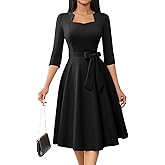 HomRain Women's Cocktail Formal Dresses Elegant Wedding Guest A-Line Graduation Tea Party Modest Church Dress