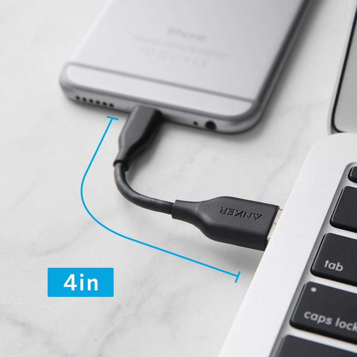 Anker [2 Pack] Powerline Lightning Cable (4 inch) Apple MFi Certified