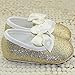 Aivtalk Infant Baby Prewalker Soft Sole Walking Flat Shoes Sparkly Ribbon Anti Slip Moccasins Size 11 Golden