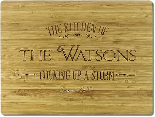 Amazon Com Fabness 8 X 11 Cooking Up A Storm Personalized Cutting Boards Authentic Quality Bamboo Board Custom Engraved Through Skillful Burning Original Customized Designs Great Kitchen Or Wedding Gift Kitchen Dining