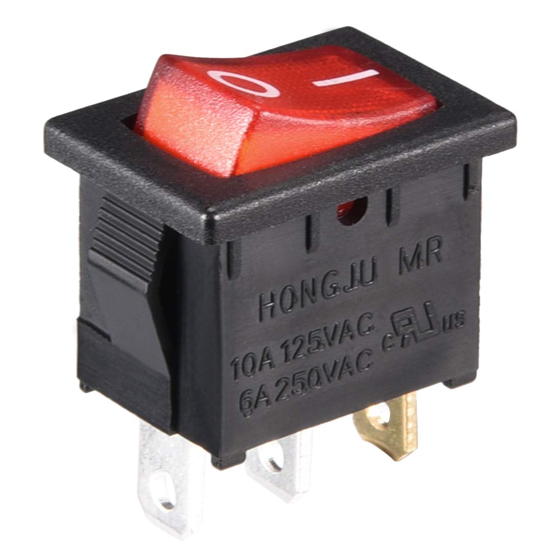 uxcell 10Pcs AC 16A/125V 16A/250V SPDT On-Off 3 Terminal 2 Position Boat Rocker Switches Black