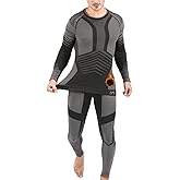 MeetHoo Mens Thermal Underwear Set Seamless Fleece Lined Base Layer Sports Long Johns Winter Gear Running Skiing