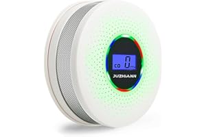 JuzhiAnn Combination Smoke Carbon Monoxide Alarm Detector, Battery-Operated Smoke and CO Alarm with Digital Display (1Pack)