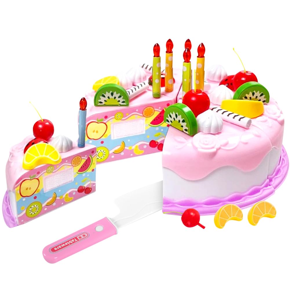 Birthday Cake Pretend Play Toy, Birthday Cake Toy, Afternoon Tea Set DIY Fruit Cake Toy Gifts for 2 3 4 5 Years Old Kids Childrens