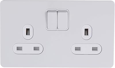 Schneider Electric Screwless White Double Switched Socket 13A