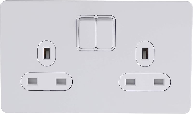 Schneider Electric Screwless White Double Switched Socket 13A