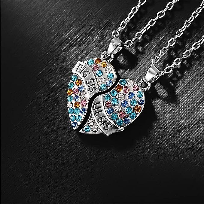 LEXICANMHS Sister Necklaces for 2 Girls - Friendship Necklaces for 2 Girls - Best Friend Necklaces for 2 Girls - Matching Necklace for Best Friends - Big Sister Little Sister Necklace