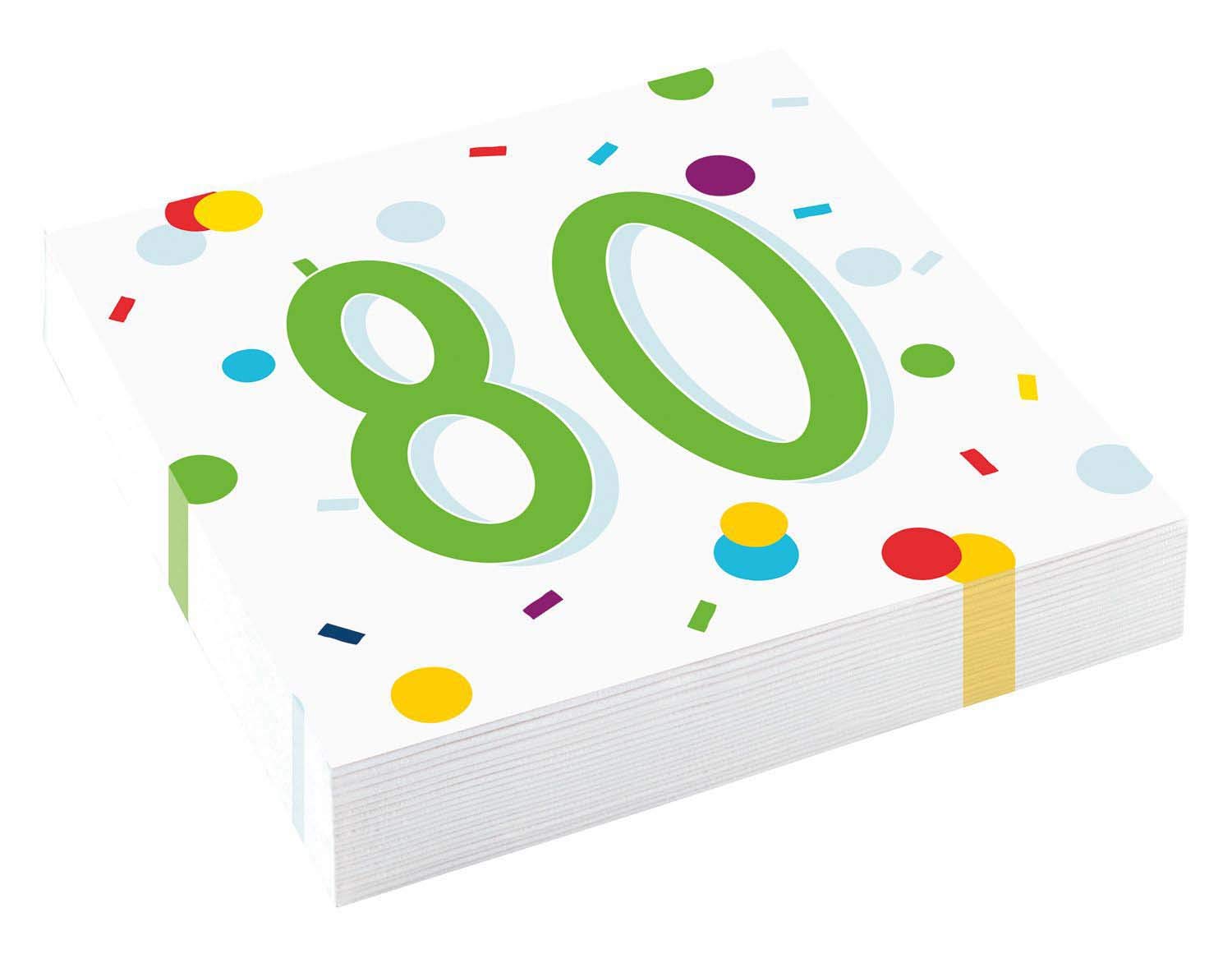 Amscan 9906881 - Confetti 80th Birthday Party Luncheon Napkins - 20 Pack