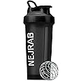 NEJRAB - Protien Shaker Bottle with Wire Whisk Ball, Blender Bottles for Protien Mixes, Protein Shaker Cup, 28-Ounce, Protein Shaker Bottle, Protein Shake Bottle (Black), Medium, NJB 28-Oz