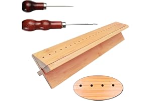 GeryVtee Bamboo Book Binding Cradle with 2 Awls Wood Bookbinding Punching Cradle with Piercing Guide Portable Book Binding Tools Book Binding Kits Bookbinding Supplies for Book DIY Crafts