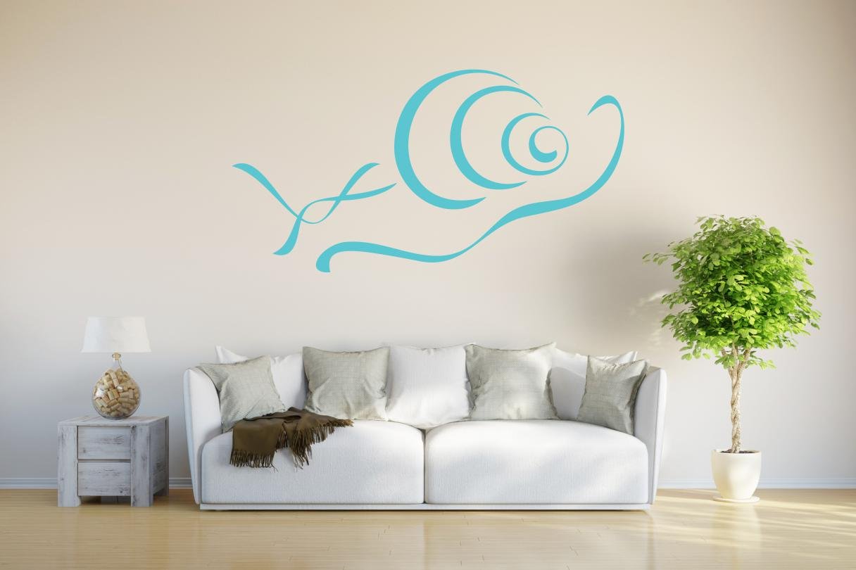 INDIGOS 4051095813897 Wall Sticker Vinyl Wall Art Sticker D253 Sweet Tired Snail Tribal, Turquoise, 96 x 49 x 1 cm