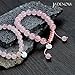 JADENOVA 8/10mm Natural Rose Quartz Gemstone Bracelets Round Beads Stretch Bracelet Adjustable Beaded Bracelet Couple Distance Bracelets Unisex (2pcs Bracelet Set)