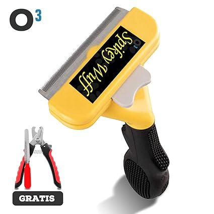 O³ Hundebürste langhaar große Hunde // Selbstreinigende Fellpflege Bürste in Größe L zur grüntlichen Entfernung der Unterwoll