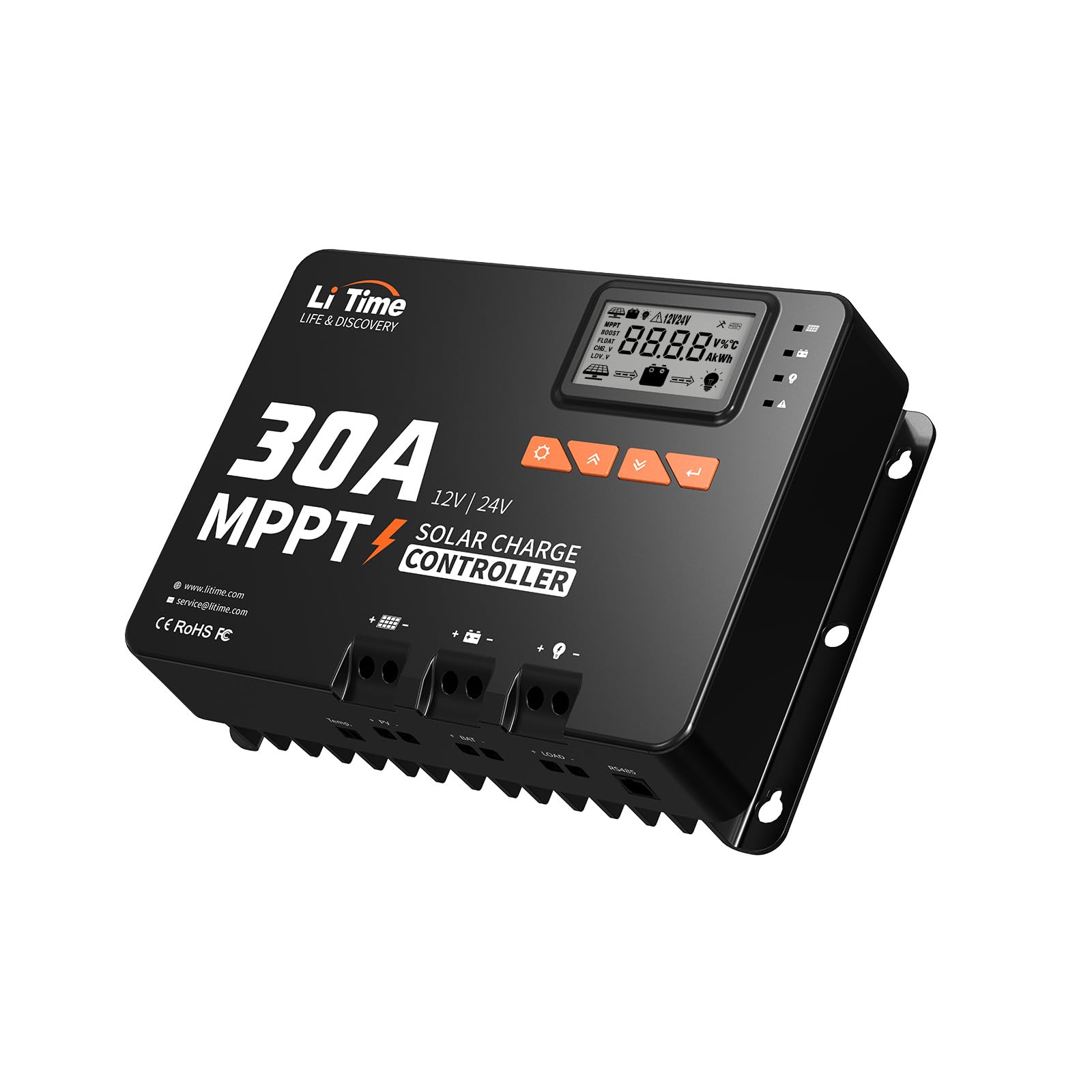 LiTime 30 Amp MPPT 12V/24V/Auto DC Input Solar