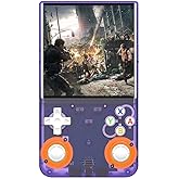 R36 Ultra Retro Handheld Game Console, with 64G Built-in 20000+ Games, 3000mAh Rechargeable, Support 20+ Simulators, Linux System, 4.0 Inch IPS Screen Portable Pocket Arcade (Transparent Purple)