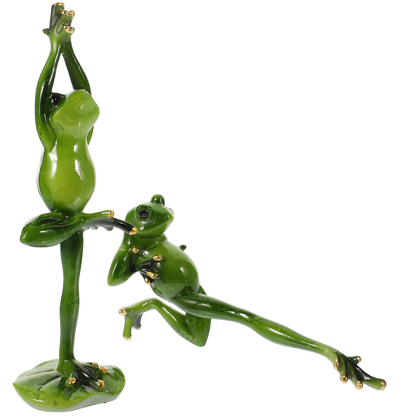 Milisten 2Pcs Yoga Frog Ornaments Resin Figurines 9.25 Inch Creative Stable Desktop Decor for Home Wine Cabinet Table