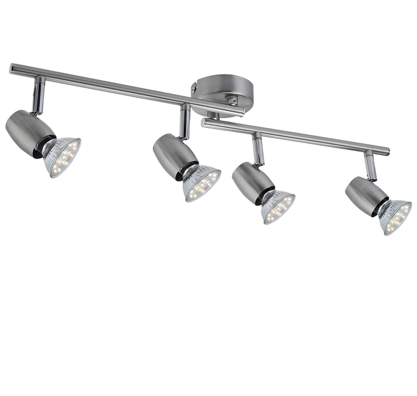 SEESEER LED Ceiling Light Rotatable, Swivel Design, 4 Way Pendant Spotlight Bar with 4X 3W GU10 LED Light Bulbs, Angle Adjustable Indoor Lighting for Kitchen, Living Room and Bedroom