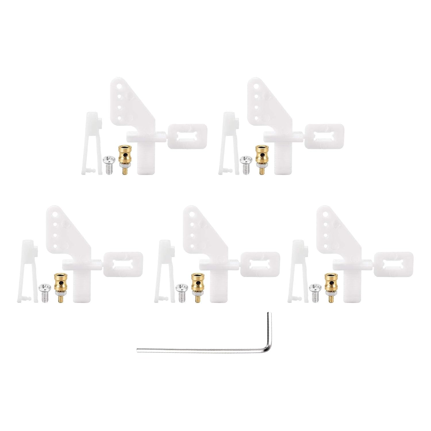 sourcing map 5 Sets RC Fixed Wing Airplane Control Horn Kit - 5pcs Nylon Control Horn + 5pcs Clevis + 5pcs 1.2x180mm Pull Rod + 5pcs 1.6mm Fast Holder + 1pcs 1.5mm - Image 4