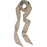 PATIKIL Stylish Ribbon Scarf, Solid Color Skinny Scarf Pure Long Neckerchief Silk Necktie Belts Sash Hair Scarves Headband Ribbon Tie for Women, Dark Khaki