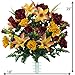 Sympathy Silks Artificial Cemetery Flowers – Realistic Vibrant Roses, Outdoor Grave Decorations - Non-Bleed Colors, and Easy Fit - Fall Mix Bouquet