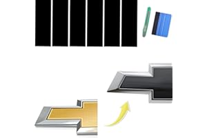 ARESPARK 6 PCS Emblem Wrap Kit Compatible with Bowtie Logo Wrap Car Stickers, 11.8'' x 4.3'' Cut-Your-Own Emblem Overlay DIY Decals for Chevy, Gloss Black with Tool Kits