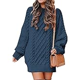 ANRABESS Womens Sweater Dress Oversized Cable Knit Chunky Long Sleeve Short Dresses 2025 Fall Outfits Vacation Winter Clothes