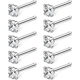 Ruifan 10PCS 22G Surgical Steel Mix Color Diamond CZ Nose Stud Rings Bone Pin Piercing Jewelry 1.5mm 2mm 2.5mm 3mm