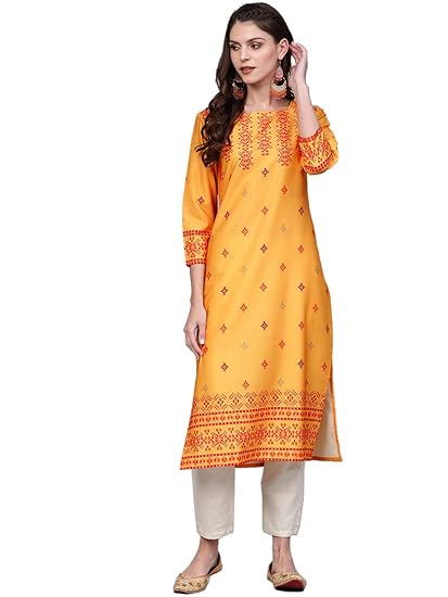 Crepe Printed Kurti (VPK1806_Yellow_Free Size)