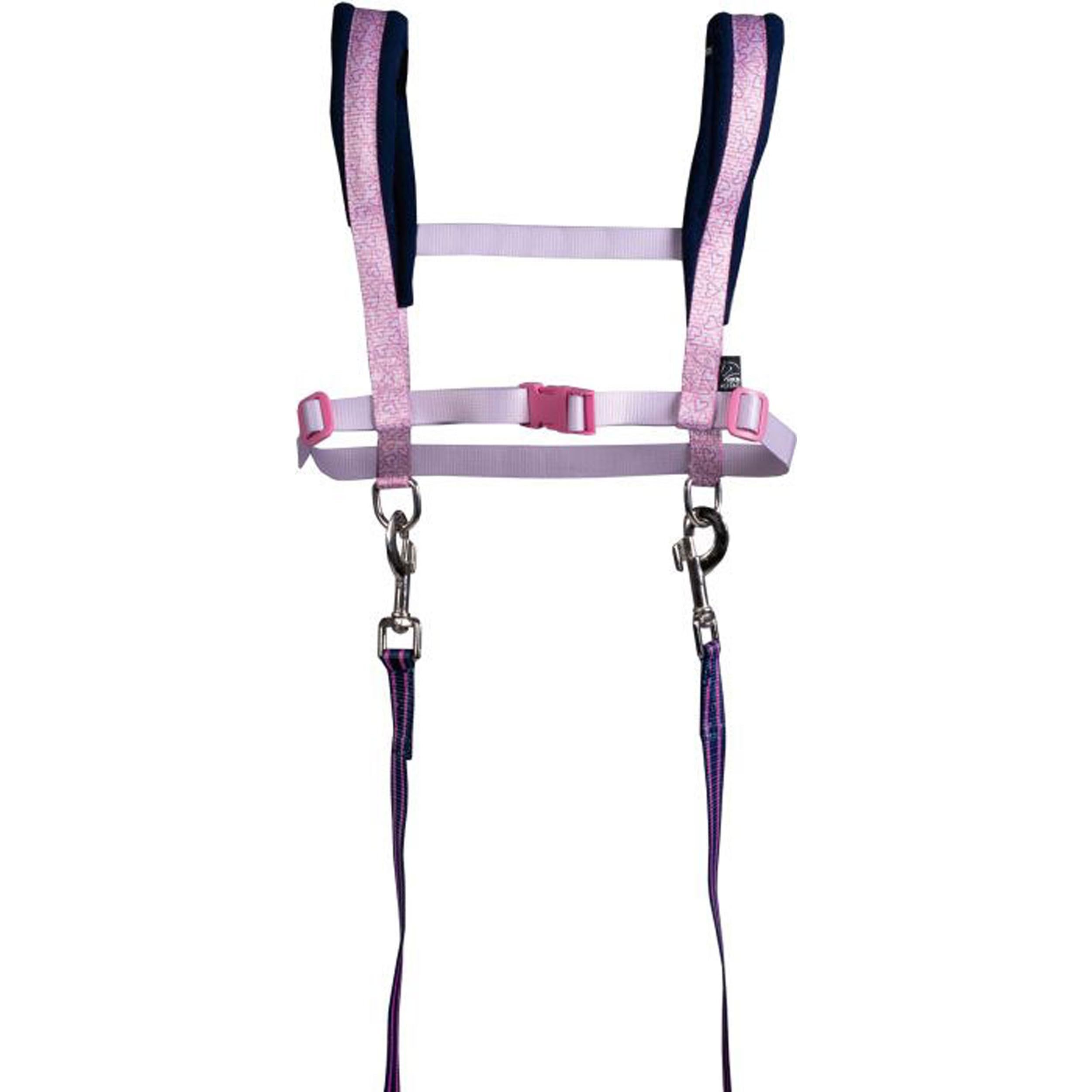 HKM Funny Horses Hearts Horse Harness, Pink/Dark Blue, One Size