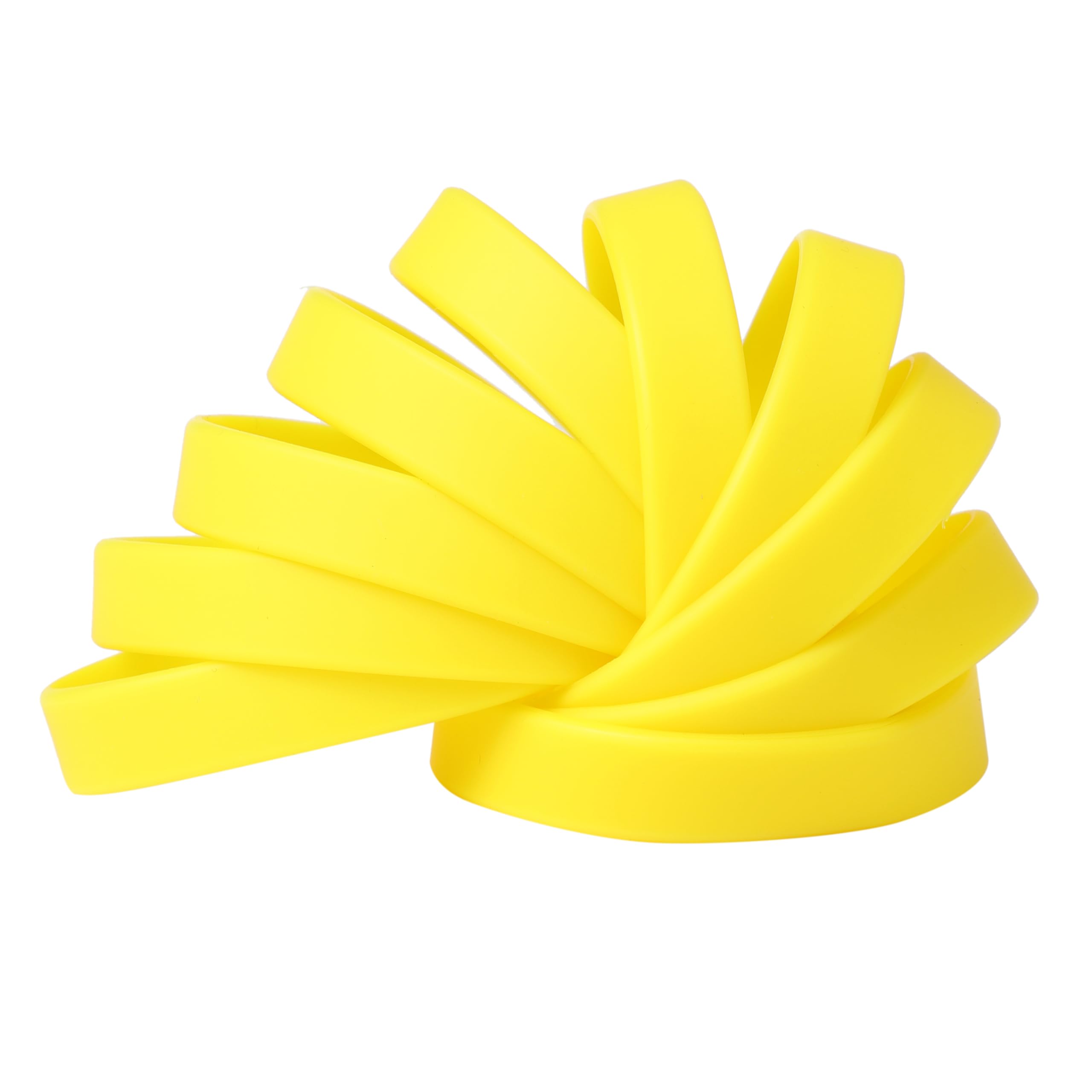 Plain Yellow Coloured Silicone Sports Arm Exercise Wristband Bracelets Rubber Wrist Bands Party Accessories For Men Women Boys Girls (Pack of 10)