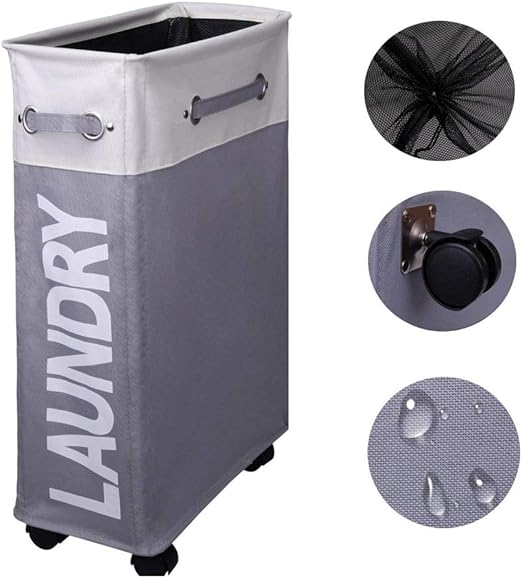 D.RoC Rollen-Eckwäschekorb-dünner Wäschekorb mit Ineinander greifen