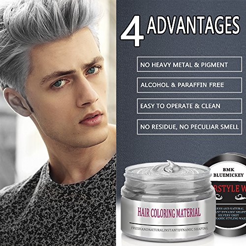 Bmk Silver Gray Color Hair Wax Temporary Silver Ash Wax Hairstyle